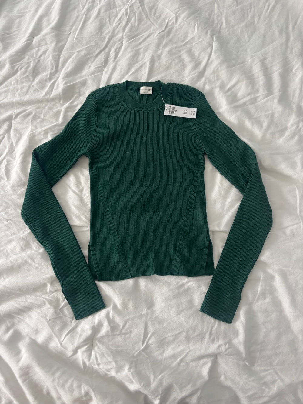 Abercrombie & Fitch Forest Green Ribbed Crewneck Sweater